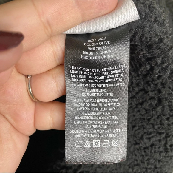 Lucky Brand Olive Green Fleece Lined Hooded Anorak Jacket Coat Women's Small - Picture 11 of 12